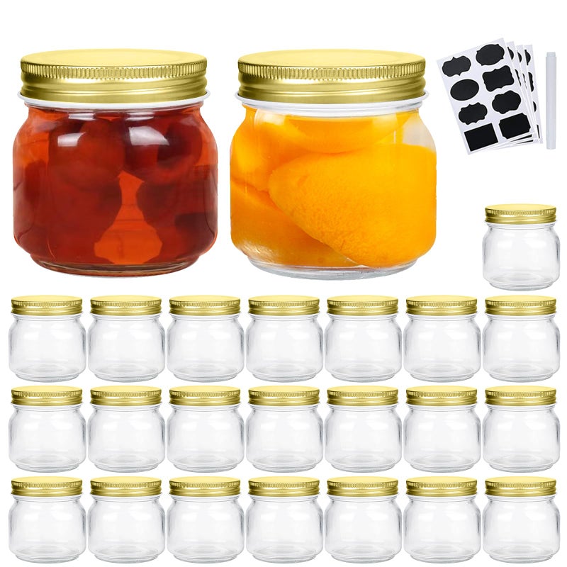 Encheng 8 oz Glass Jars With Lids,Ball Regular Mouth Mason Jars For Storage,Canning Jars For Caviar,Herb,Jelly,Jams,Honey,Dishware Safe,Set Of 24 - Image 1